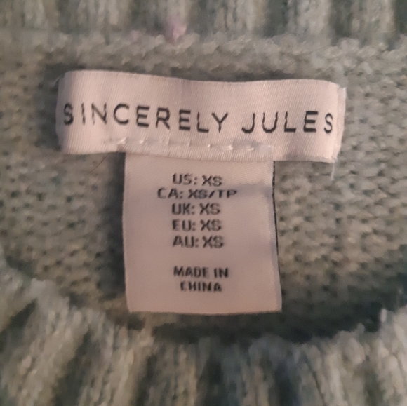 Sincerely Jules Juniors XS Sweater Light Bluish Green - Picture 4 of 5